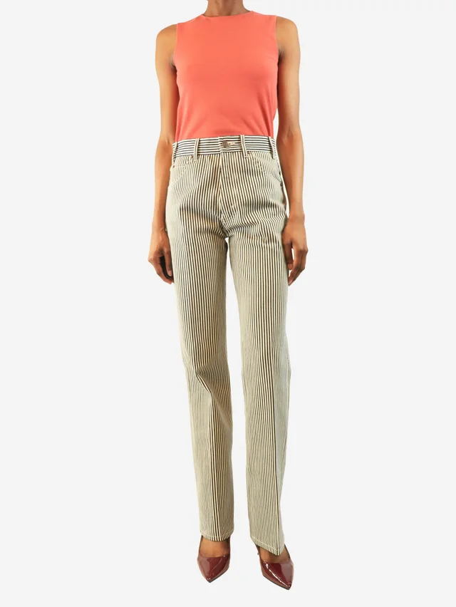 Celine White and navy Hickory stripe serge jeans - size UK 8 in White Denim from Sign of the Times, photo 2 of 2