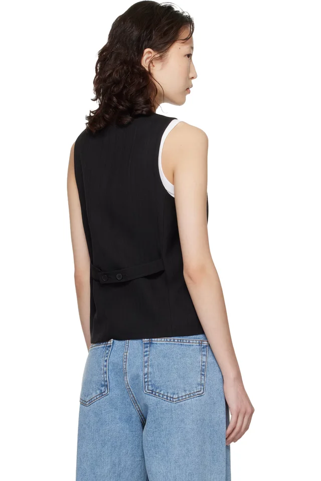 Loulou de Saison Black Paco Tailored Waistcoat, photo 3 of 4 from SSENSE