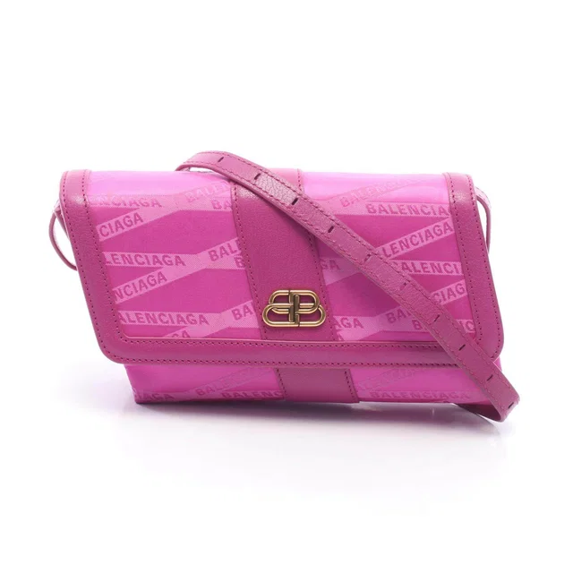 Balenciaga MONOGRAM SHIFT WALLET ON STRAP Canvas Leather Shoulder Bag in Canvas from LuxUness