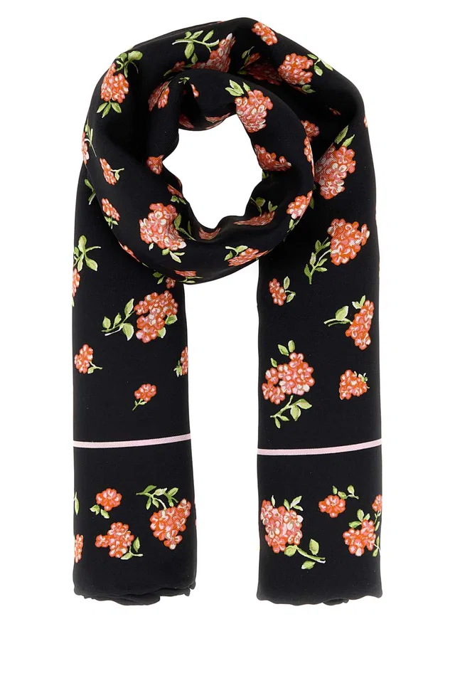 Valentino Garavani Shawls Scarf — Black Exterior: Silk Scarfs in Black Silk from HEWI