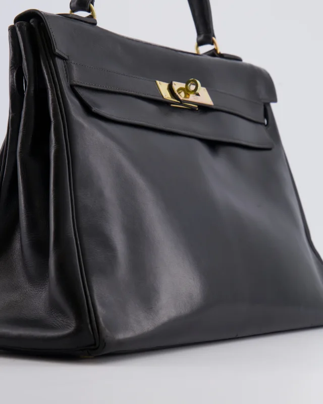 Hermès Vintage Kelly 32 Retourne Bag in Black Box leather from Sellier, photo 12 of 22