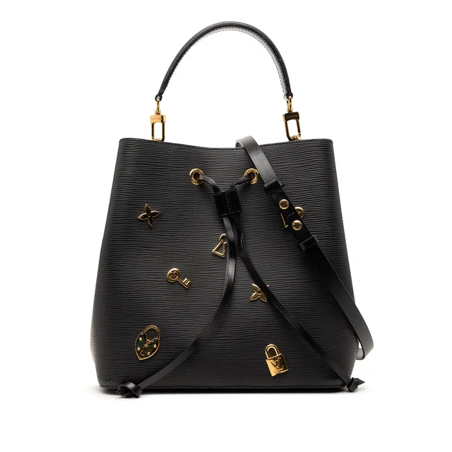 Black Louis Vuitton Epi Love Lock Neonoe Bucket Bag in Black Leather from Designer Revival