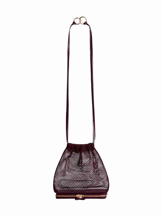 Alaïa Le Pochon Shoulder Bag — Burgundy Polyamide in Burgundy Calfskin from HEWI