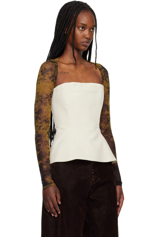 Jean Paul Gaultier Beige 'The Médaillon' Sleeves Top, photo 2 of 4 from SSENSE