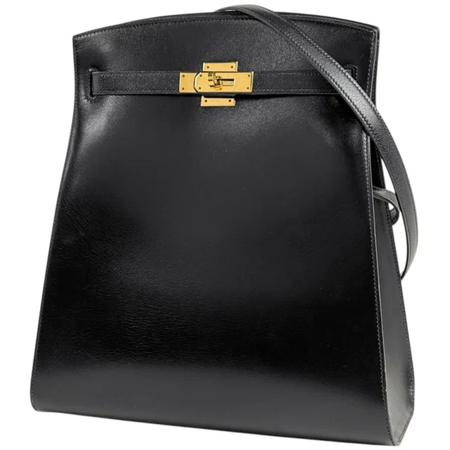 Hermès Kelly Sports GM Shoulder Bag Box Calf Noir in Black Box leather from The Reluxe