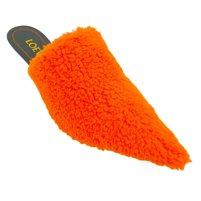 Loewe Neon Orange Dive Shearling Mules in Orange Leather from Clotheshorse Anonymous