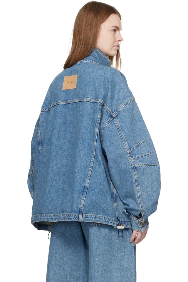 The Attico Blue Washed Denim Bomber Jacket, photo 3 of 4 from SSENSE