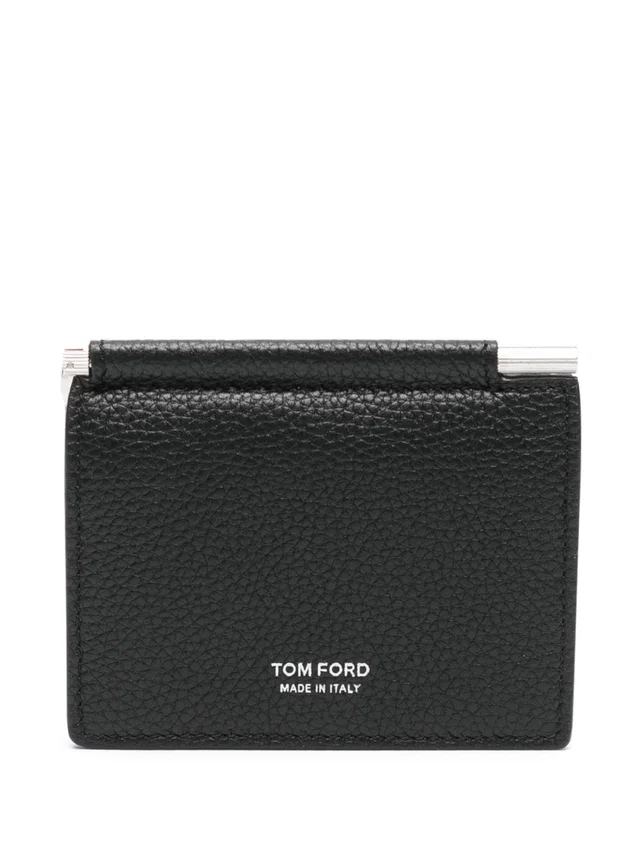 Tom Ford Hammered Grained Calfskin Card Holder — Black Leather Wallets & Cardholders in Black Caviar leather from HEWI