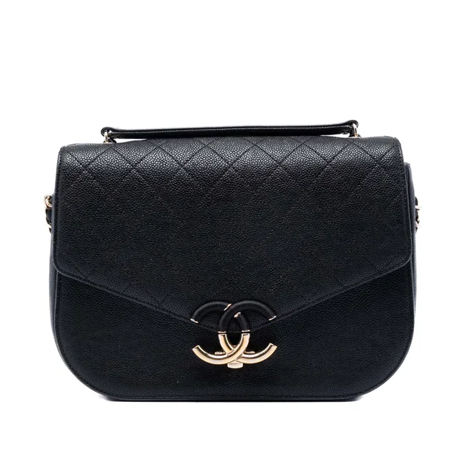 Black Chanel Paris Cuba Medium Quilted Caviar Thread Around Flap Crossbody Bag in Black Caviar leather from Designer Revival