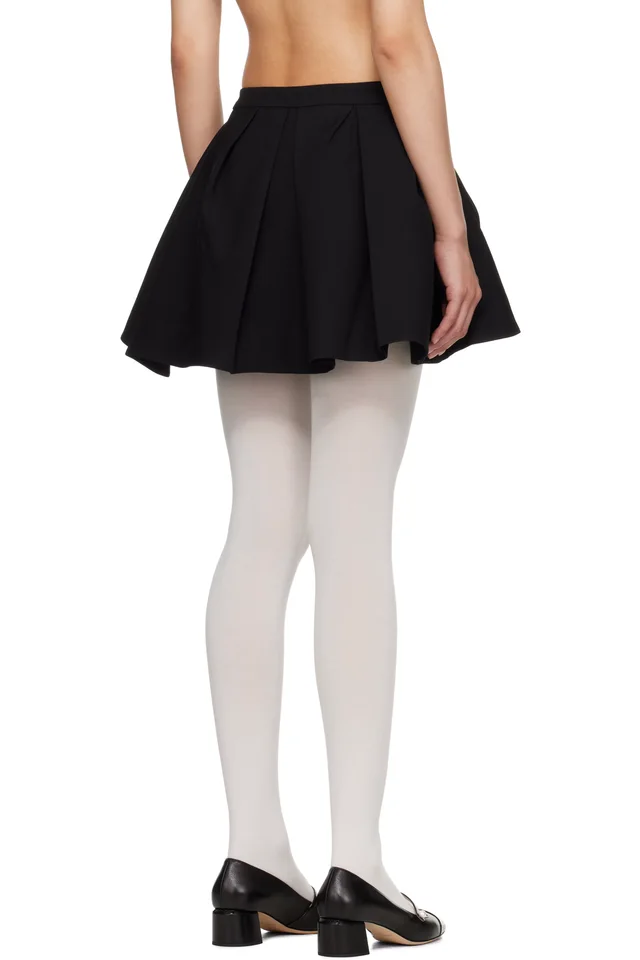 SHUSHU/TONG Black Irregular Pleated Miniskirt, photo 3 of 4 from SSENSE