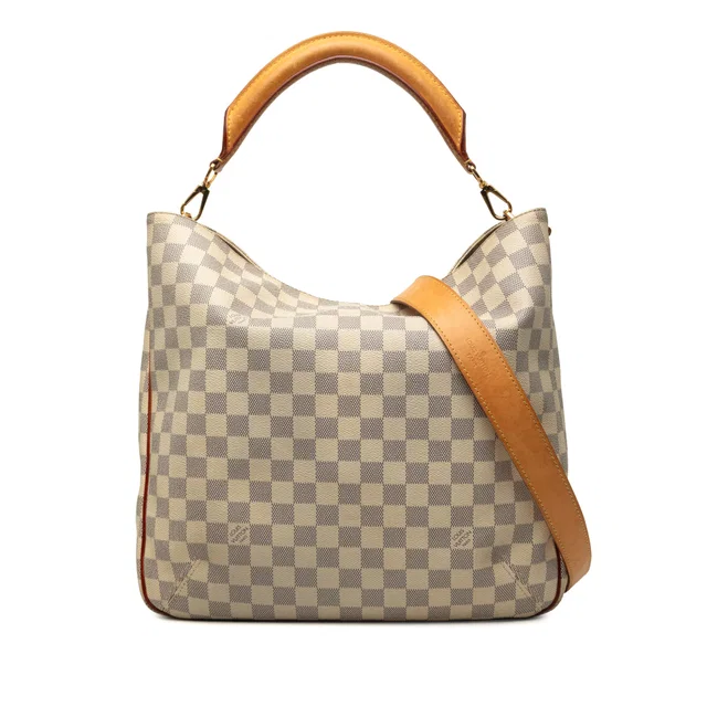 White Louis Vuitton Damier Azur Soffi Satchel in White Canvas from Designer Revival