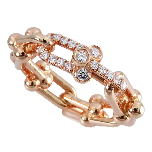 Tiffany & Co. Ring Pink Gold 18k Diamond Small Link Rose in Pink from The Reluxe