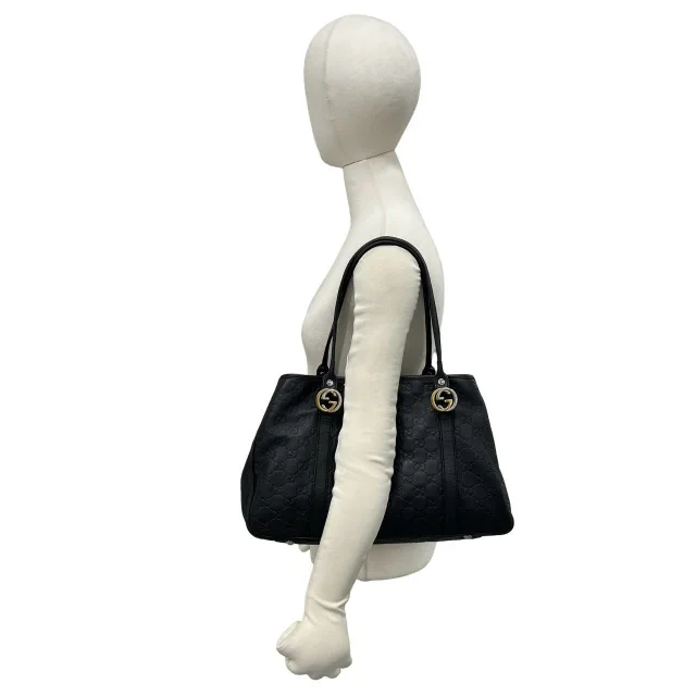 Gucci GG Twins Shima Leather Tote Bag in Black Leather from LuxUness, photo 2 of 10