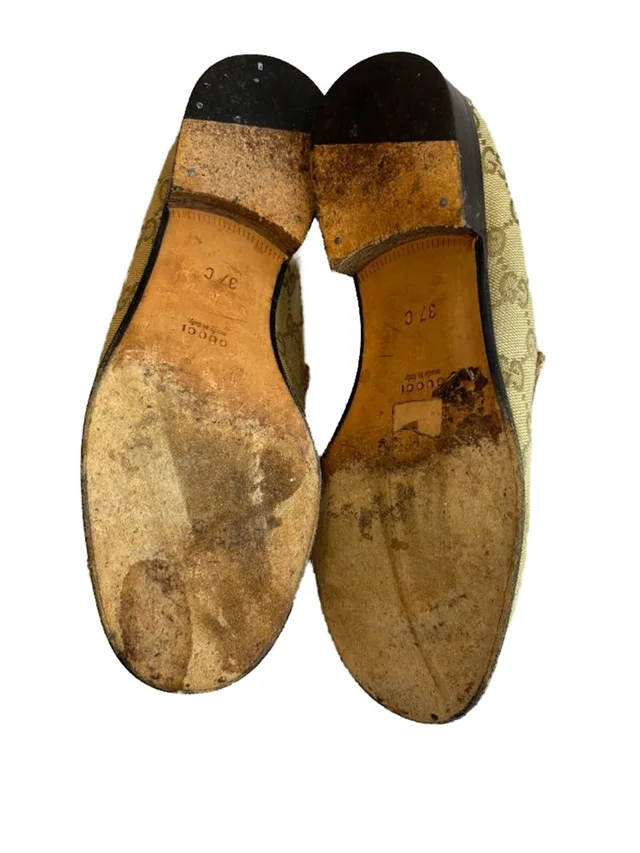 Gucci Logo Canvas- leather Horsebit loafers Size 4 in Beige Cotton from Oxfam Online Shop, photo 7 of 7