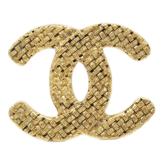 Chanel Quilted Brooch Pin Gold 1262/29 in Gold from AMORE Vintage Tokyo