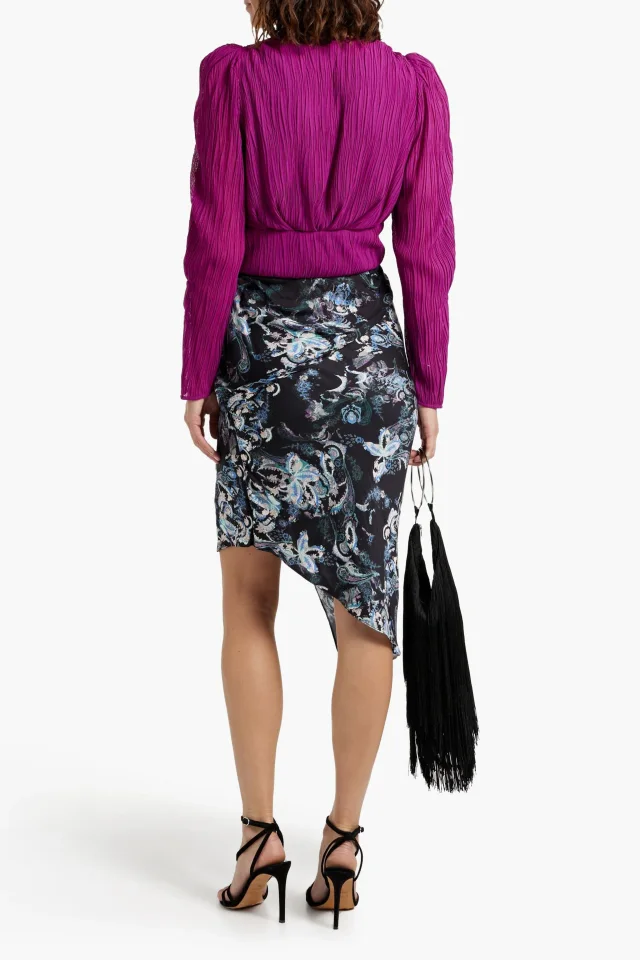 Iro Cartina Draped Printed Twill Midi Skirt, photo 3 of 4 from THE OUTNET