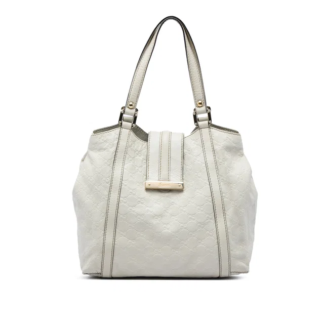 White Gucci Guccissima New Ladies Tote in White Leather from Designer Revival