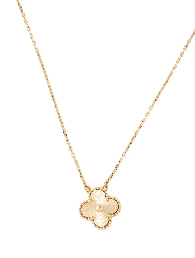 Van Cleef & Arpels Vintage Alhambra Guilloche Pendant Necklace, 16.5" in multicolor from The RealReal