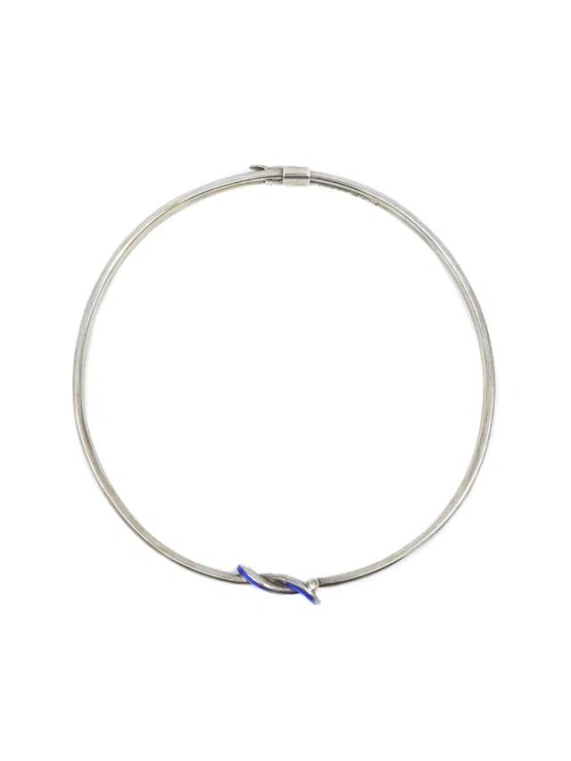 1960s Gucci Sterling and Blue Enamel Hercules Knot Choker Necklace in Blue from Arcade Vintage