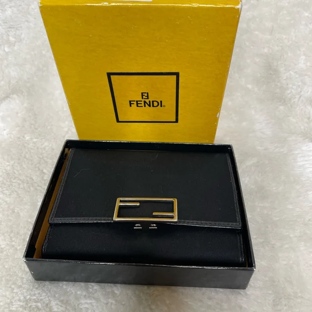 Fendi Black Leather Wallet With Gold Ff Logo in silver|black|gray Leather from Poshmark