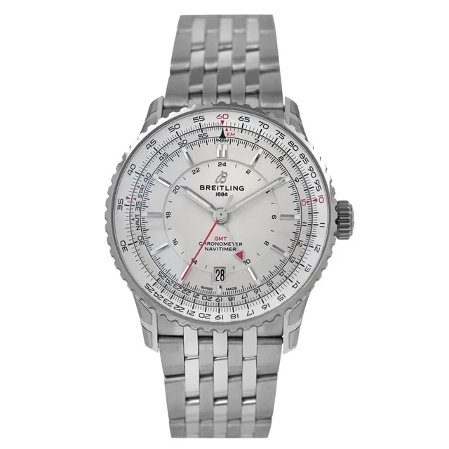 Breitling Navitimer GMT Automatic Chronometer Silver Dial Mens Watch A32310 in silver|gray from Jomashop.com