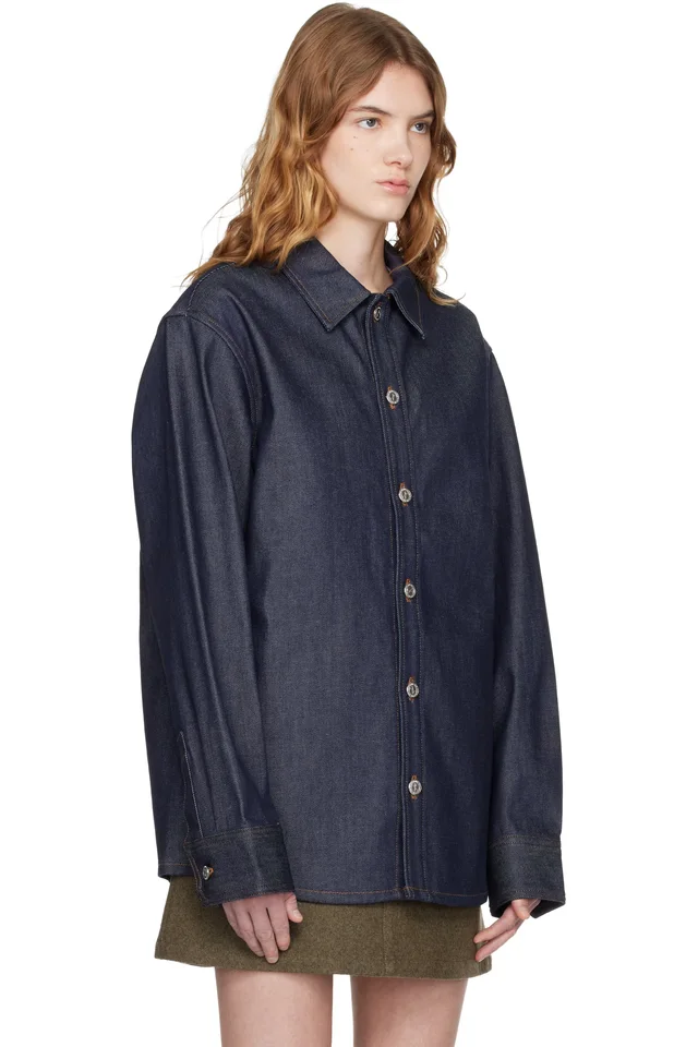 A.P.C. Navy Denim Overshirt, photo 2 of 4 from SSENSE