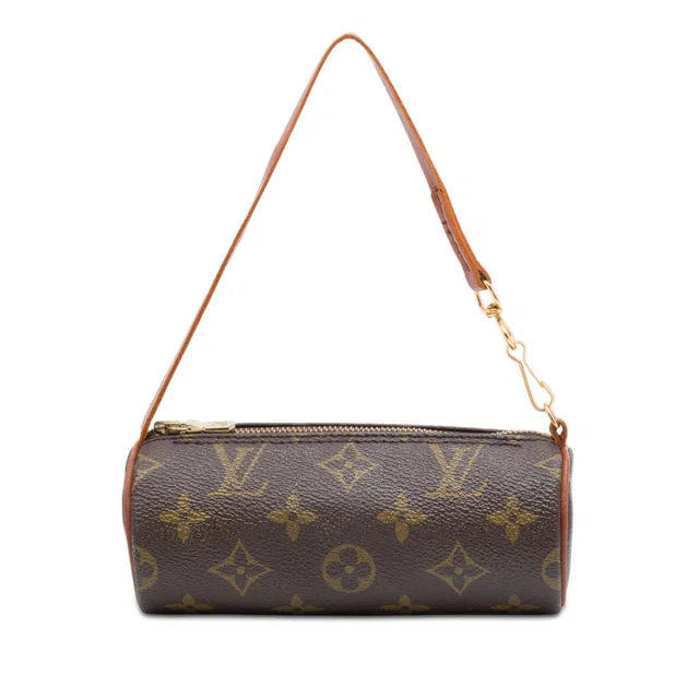 Brown Louis Vuitton Monogram Papillon Pochette Handbag in Brown Coated canvas from Designer Revival