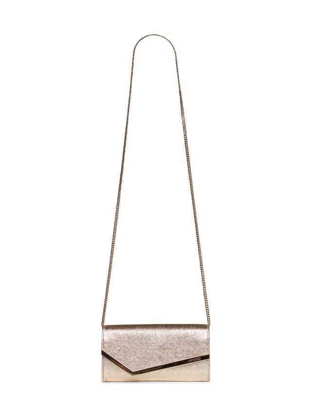 Jimmy Choo Metallic Foldover Clutch — Gold Cotton in Gold from HEWI