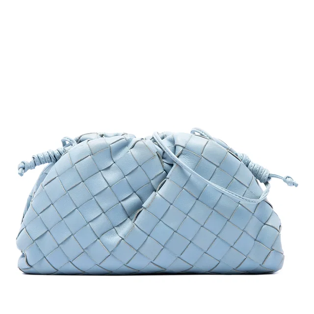 Blue Bottega Veneta Nappa Intrecciato The Mini Pouch Crossbody in Blue Nappa leather from Designer Revival