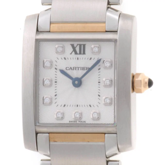 Cartier Tank Francaise SM Watch PG SS Silver Dial Quartz in Silver from The Reluxe