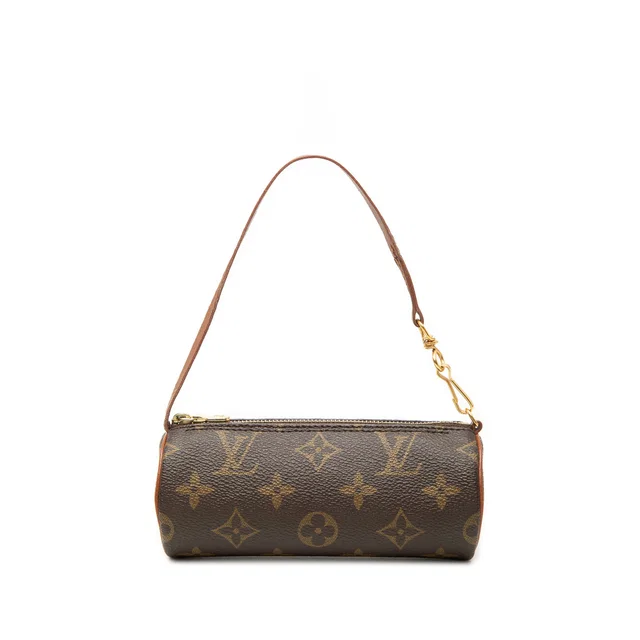 Brown Louis Vuitton Monogram Papillon Pochette Handbag in Brown Coated canvas from Designer Revival