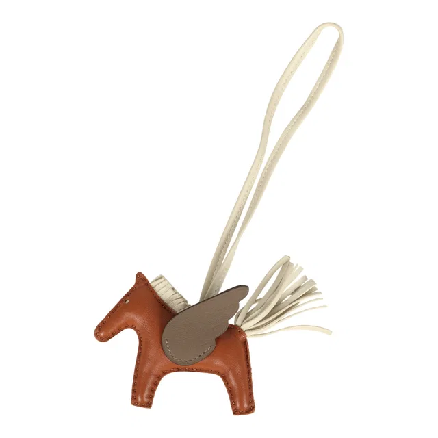 Hermès Pegase Rodeo Bag Charm PM Gold, Craie and Etoupe Milo Lambskin in Taupe Lambskin from Madison Avenue Couture