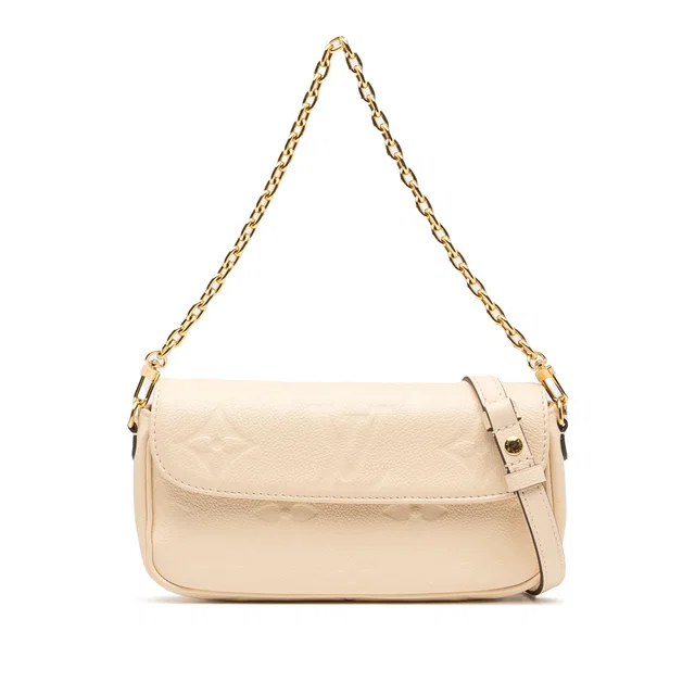 Beige Louis Vuitton Monogram Empreinte Giant Ivy Wallet on Chain Satchel in Beige Leather from Designer Revival, photo 1 of 1