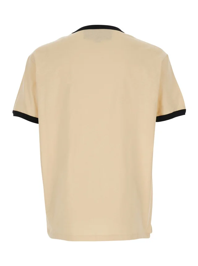 Valentino Crew Neck T-Shirt with Front Print in Beige Cotton for Men in Beige 100% Cotton, photo 4 of 6 from Gaudenzi Boutique