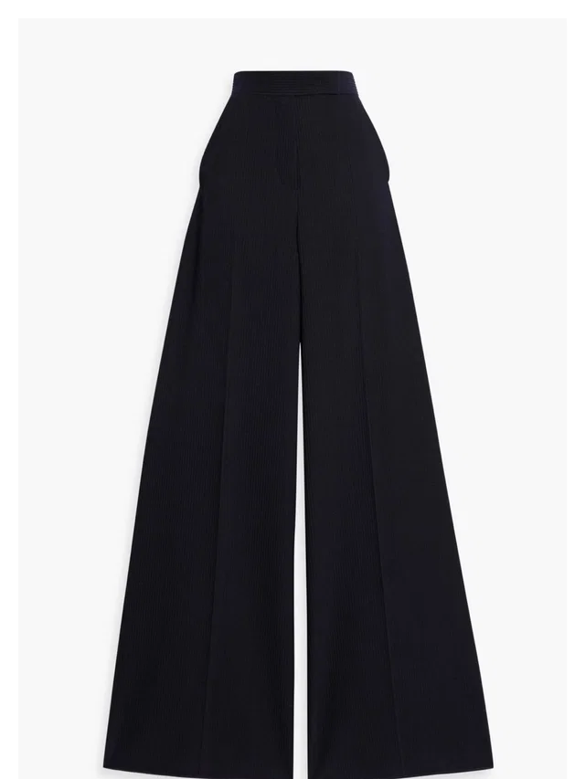 Max Mara Black Wide-Leg High-Waist Trousers in blue|black Wool from Poshmark