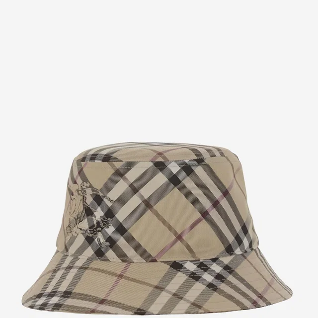 Burberry 8103382 Check Pattern Bucket Hat — Beige Polyester in Beige from HEWI