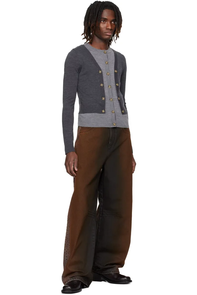 EGONlab Gray Illusion Layered Cardigan, photo 4 of 4 from SSENSE