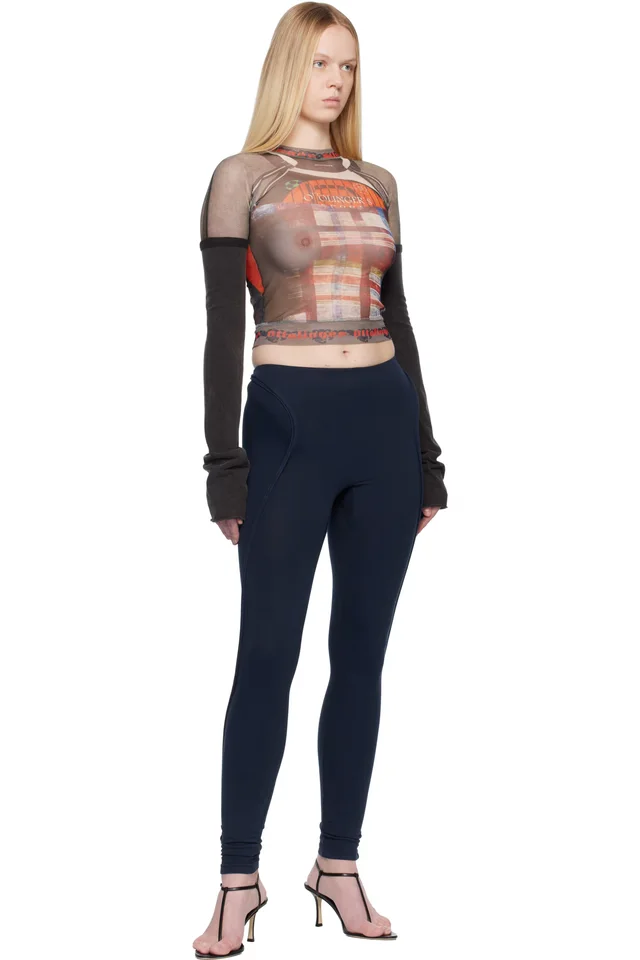 Ottolinger Black & Red Mesh Hybrid Longsleeve T-shirt, photo 4 of 4 from SSENSE