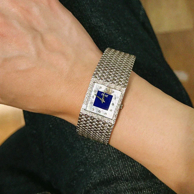 Piaget 18K12P Diamond Tradition 22mm 9352D4 Manual Winding Shell/Blue in Blue from VINTAGE QOO TOKYO