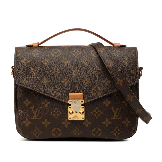 Brown Louis Vuitton Monogram Pochette Metis Satchel in Brown Coated canvas from Designer Revival