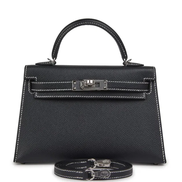 Hermès Special Order (HSS) Kelly Sellier 20 Black Verso Epsom Palladium Hardware in Black Epsom leather from Madison Avenue Couture