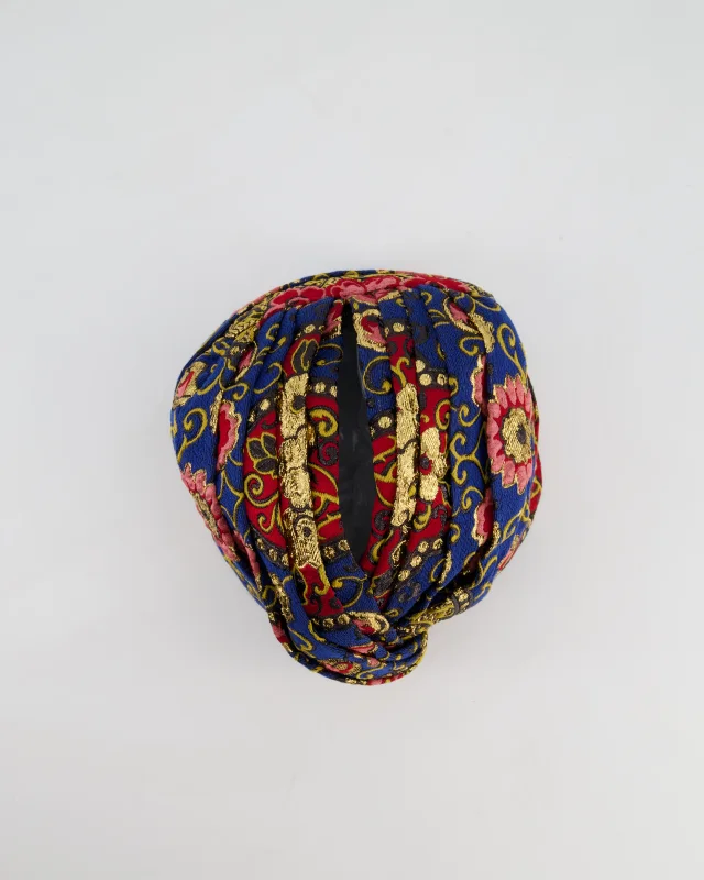 Gucci Blue, Pink, Red and Gold Floral Embroidered Hat Size L in Red Silk from Sellier, photo 5 of 5