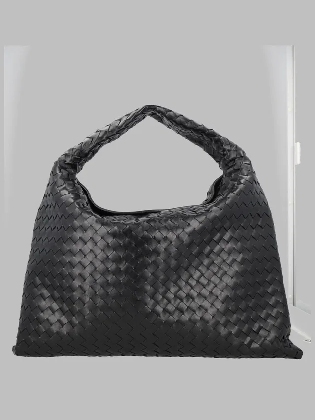 Bottega Veneta Hop Shoulder Bag — Black Calf Leather in Black Calfskin from HEWI