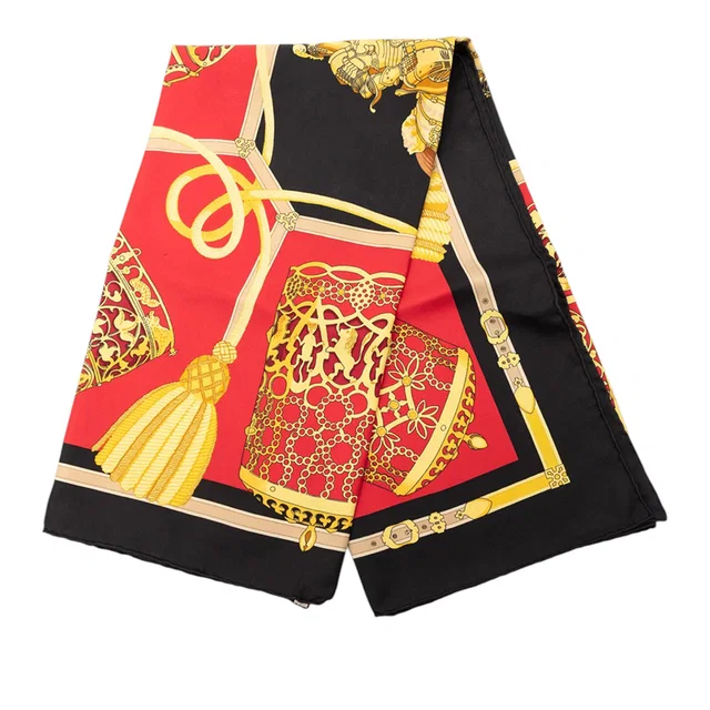 Black Hermès Les Muserolles Silk Scarf 90 Scarves in Black Silk from Designer Revival