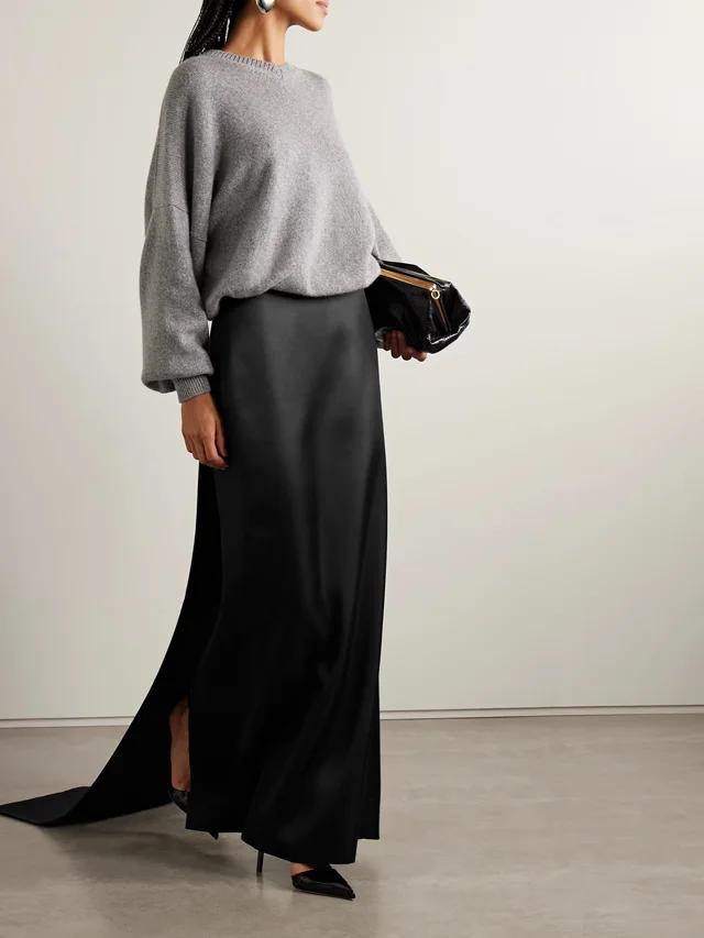 BRANDON MAXWELL The Monroe draped silk-twill maxi skirt in Black, photo 2 of 2 from NET-A-PORTER (Canada)