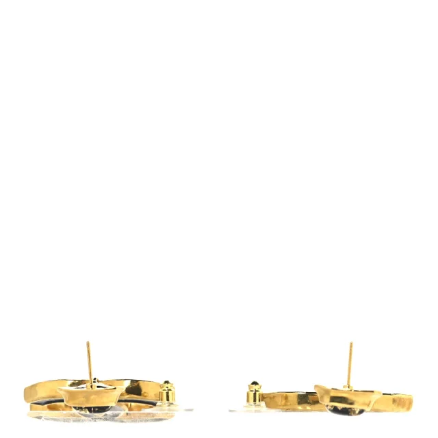 Chanel CC Drop Earrings Gold Black in Black Resin from FASHIONPHILE, photo 3 of 4