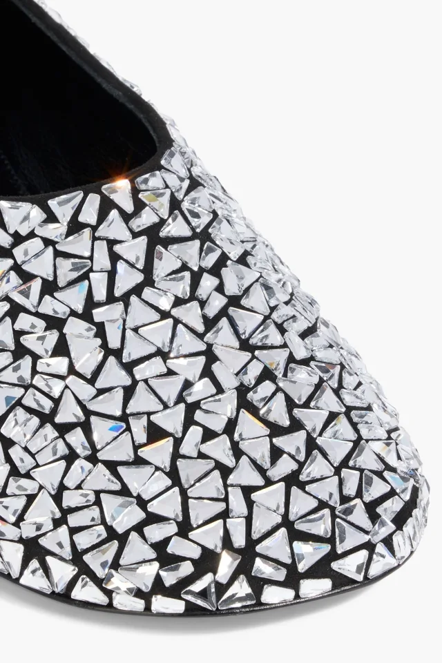 Proenza Schouler Giove Crystal-Embellished Leather Ballet Flats in Black, photo 4 of 4 from THE OUTNET