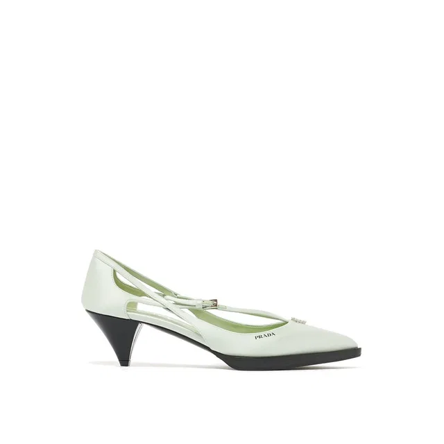 Prada Bicolor Silk Mid Heel Pumps in Silk from HEWI