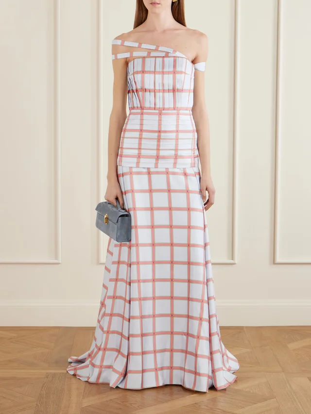 EMILIA WICKSTEAD Estella pleated checked silk-twill gown, photo 2 of 2 from NET-A-PORTER (Canada)