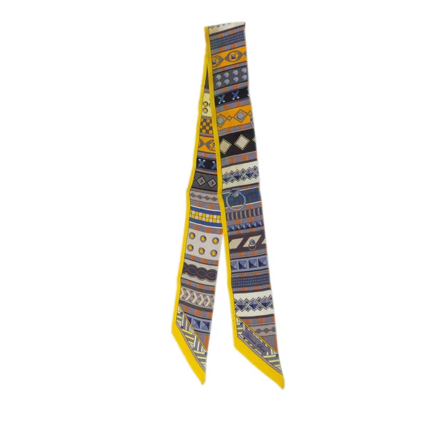 Blue Hermès Colliers de Chiens Silk Twilly Scarf Scarves in Blue Silk from Designer Revival